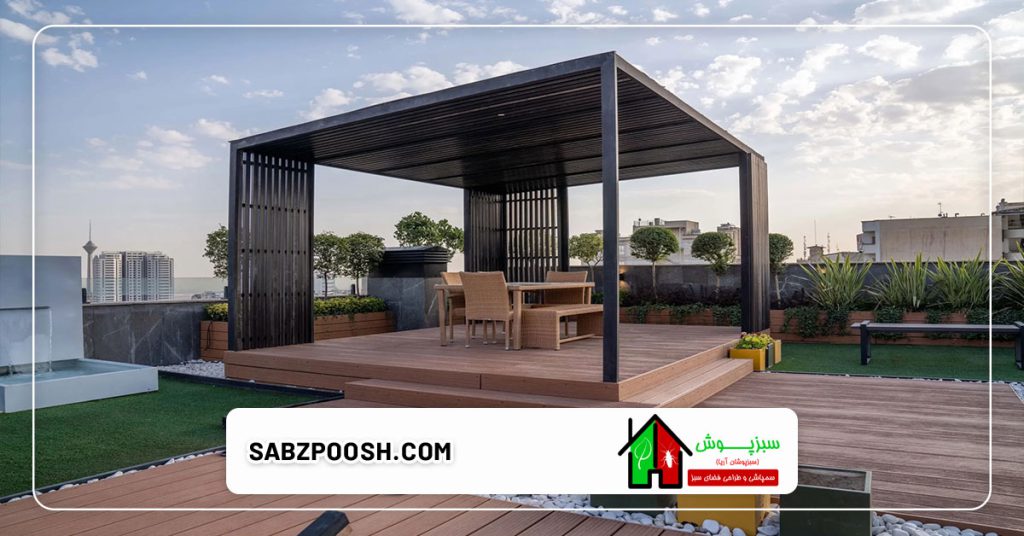 ایده های خلاقانه برای طراحی روف گاردن 2 ایده روف گاردن با آلاچیق